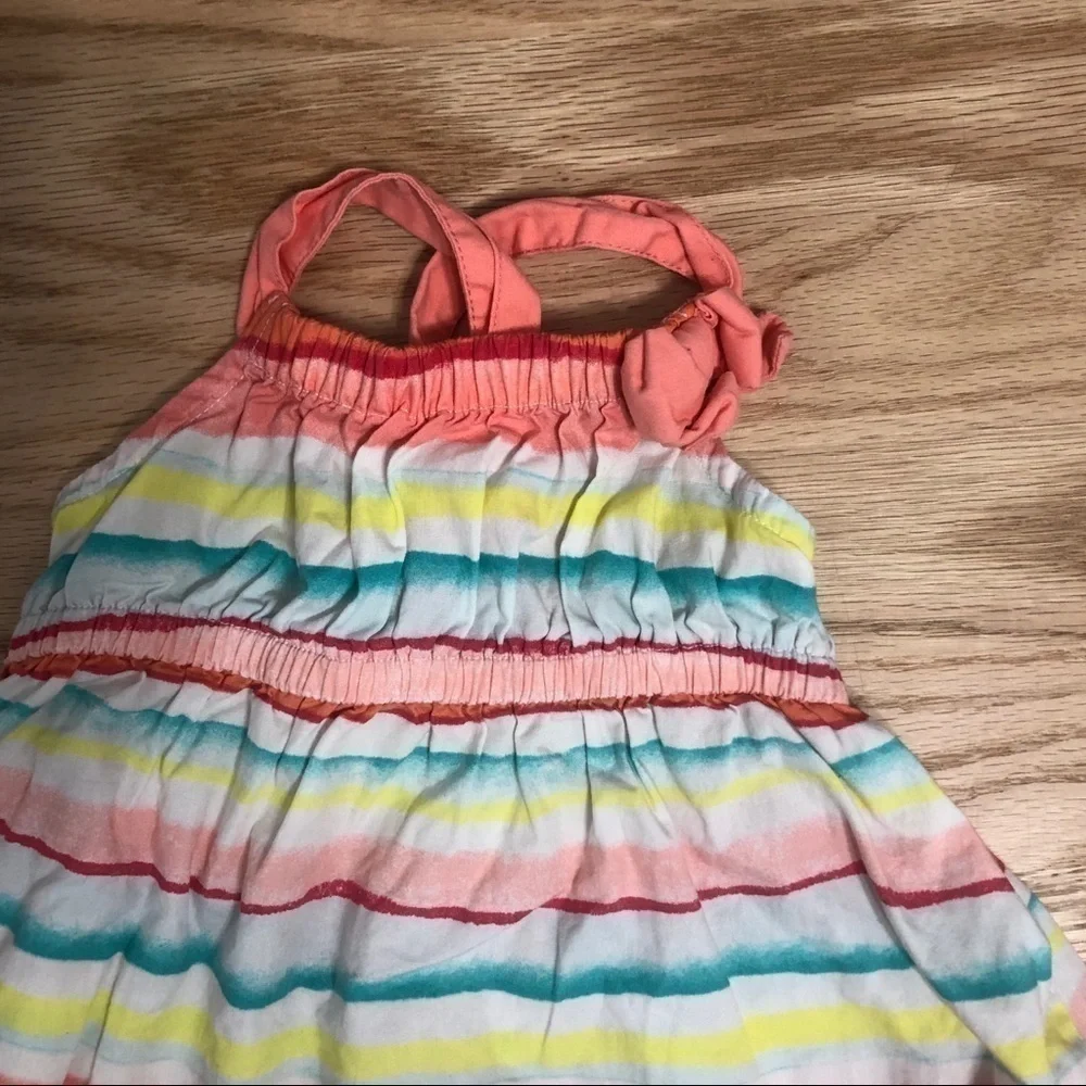 Gymboree Striped Racerback Dress Sz 12-18 months Girls Baby Pink Yellow